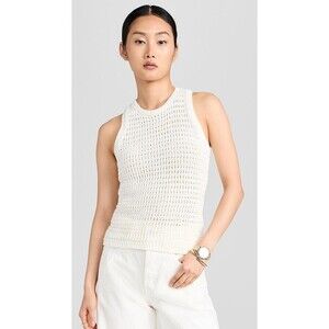 Madewell Crochet Tank Top Small Knit Crewneck Sweater Boho Ivory Racerback NO992
